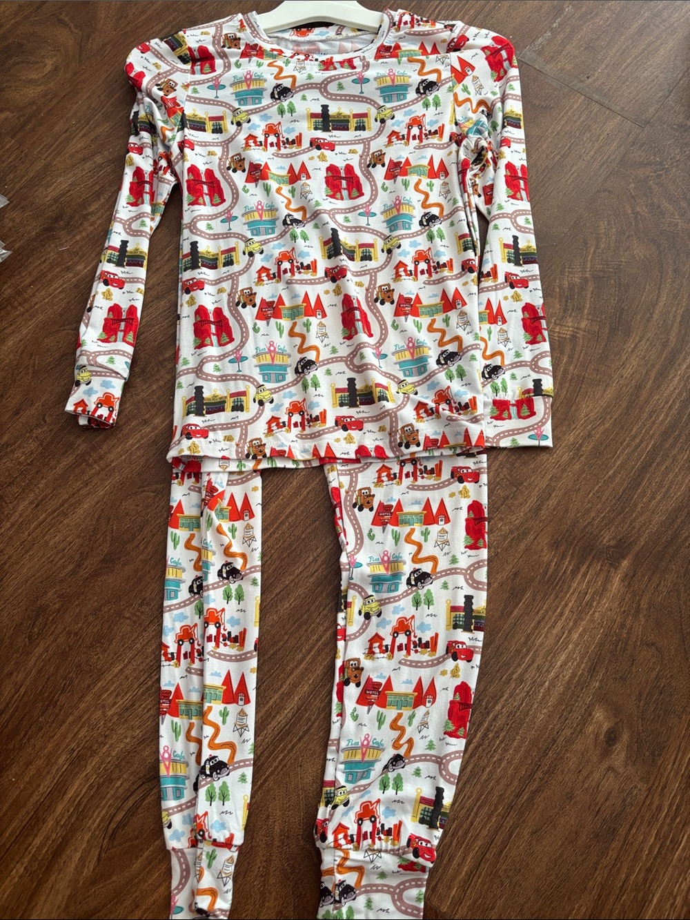 Kids Bamboo Long-Sleeve White Disney Cars Pajama Set